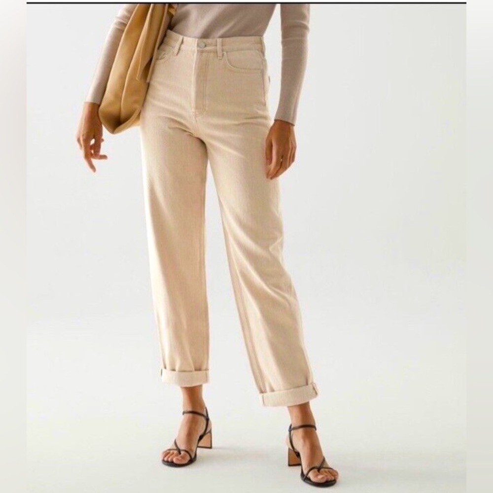 COS High Rise Tapered Cropped Jeans Size 30 Bone